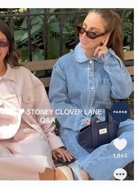 Parke Stoney Clover Lane Navy Tote Bag Preppy Travel School Shoulder Bag